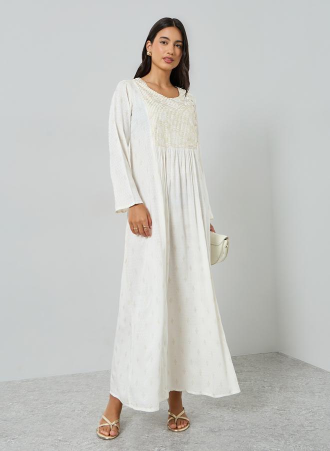 أميرة جلابية جاكارد بأكمام طويلة - Image 3
