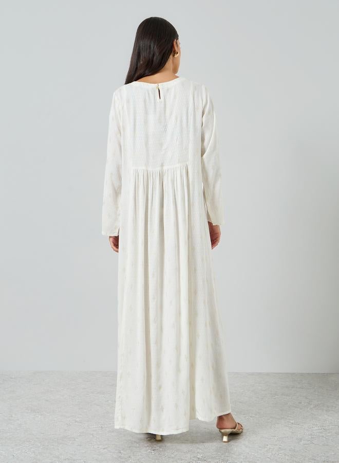 أميرة جلابية جاكارد بأكمام طويلة - Image 4
