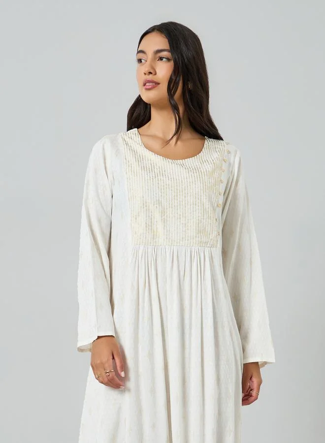 أميرة جلابية جاكارد بأكمام طويلة