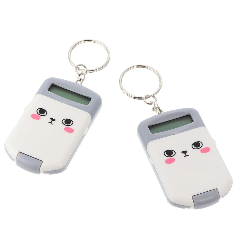 Portable Cartoon Calculator 2 Pack Pocket Size LCD Display Gray for School Office - Image 2