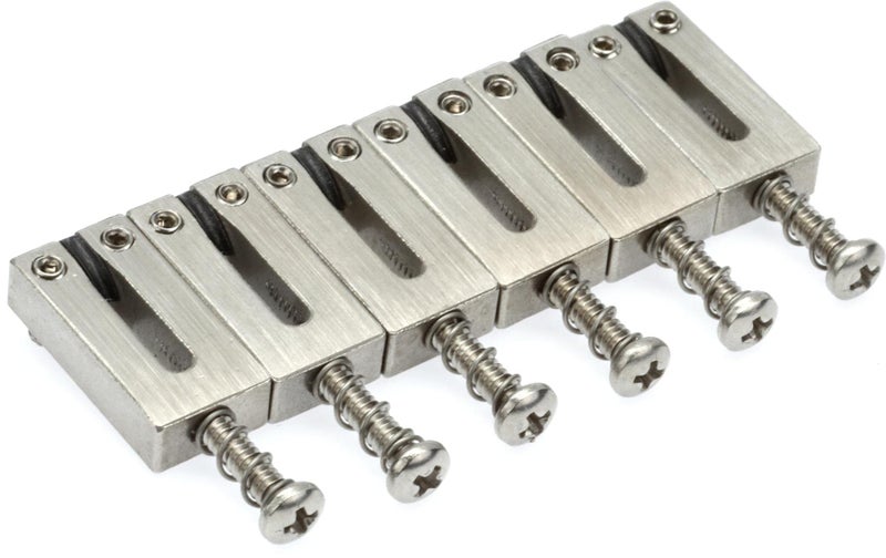 GRAPH TECH GUITAR LABS Graph Tech String Saver PG-8000-00 - Classics Strat & Tele Style Saddles - 2 1/6" String Spacing - Brushed Steel Finish - Image 1