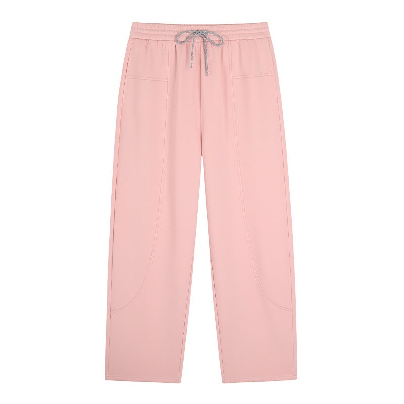 Candy Color Plus Size Fleece-Lined Casual Pants Apricot  - Image 2