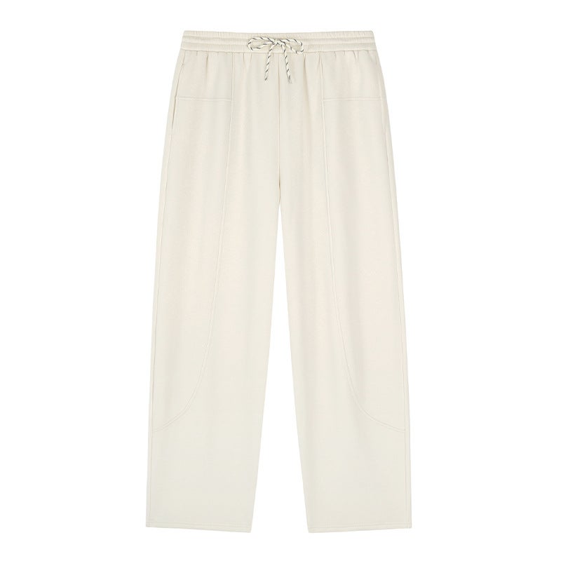 Candy Color Plus Size Fleece-Lined Casual Pants Apricot  - Image 1