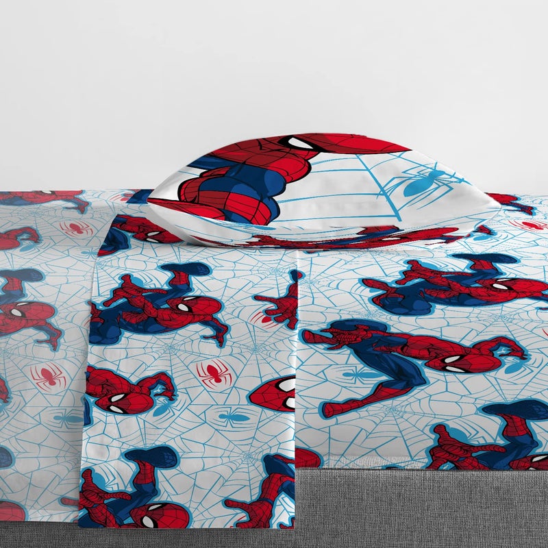Jay Franco Marvel Spiderman Webtastic 4 Piece Toddler Size Bed Set - Super Soft Microfiber Bed Set Includes Toddler Size Reversible Comforter & Sheet Set Bedding (Official Marvel Product) - Image 4