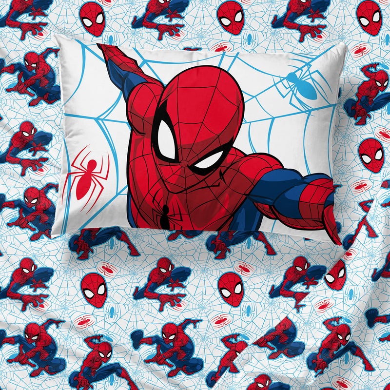 Jay Franco Marvel Spiderman Webtastic 4 Piece Toddler Size Bed Set - Super Soft Microfiber Bed Set Includes Toddler Size Reversible Comforter & Sheet Set Bedding (Official Marvel Product) - Image 5