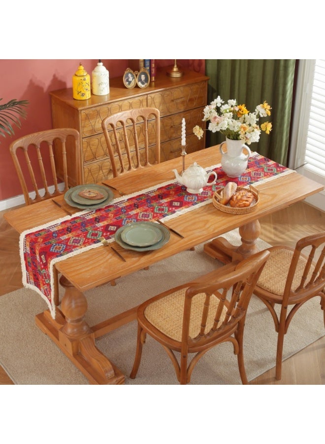 Anna 30x180cm Jacquard Tassel Table Runner, Elegant Home Dining Table Cloth Decor - Image 4