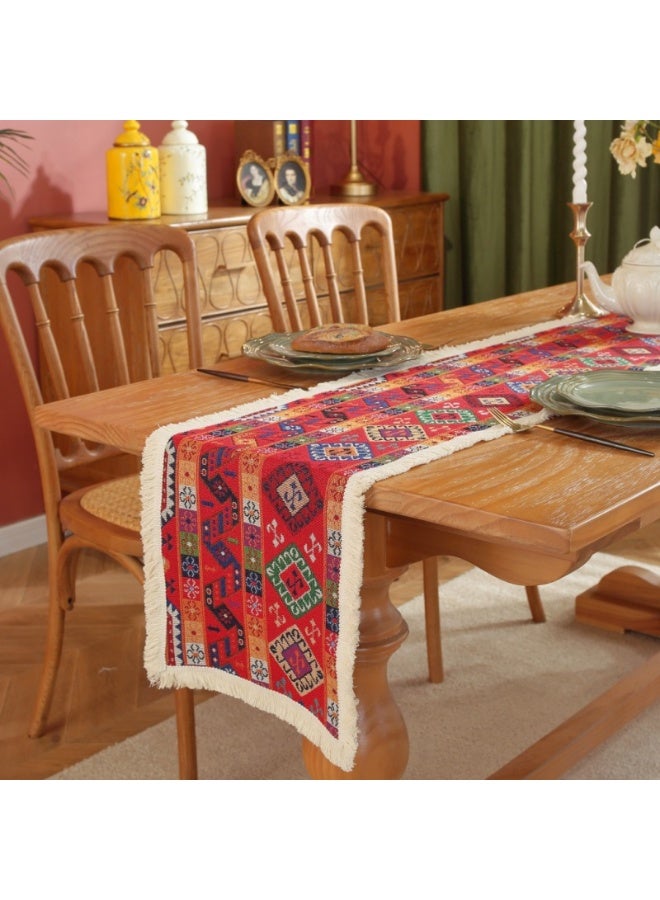 Anna 30x180cm Jacquard Tassel Table Runner, Elegant Home Dining Table Cloth Decor - Image 5