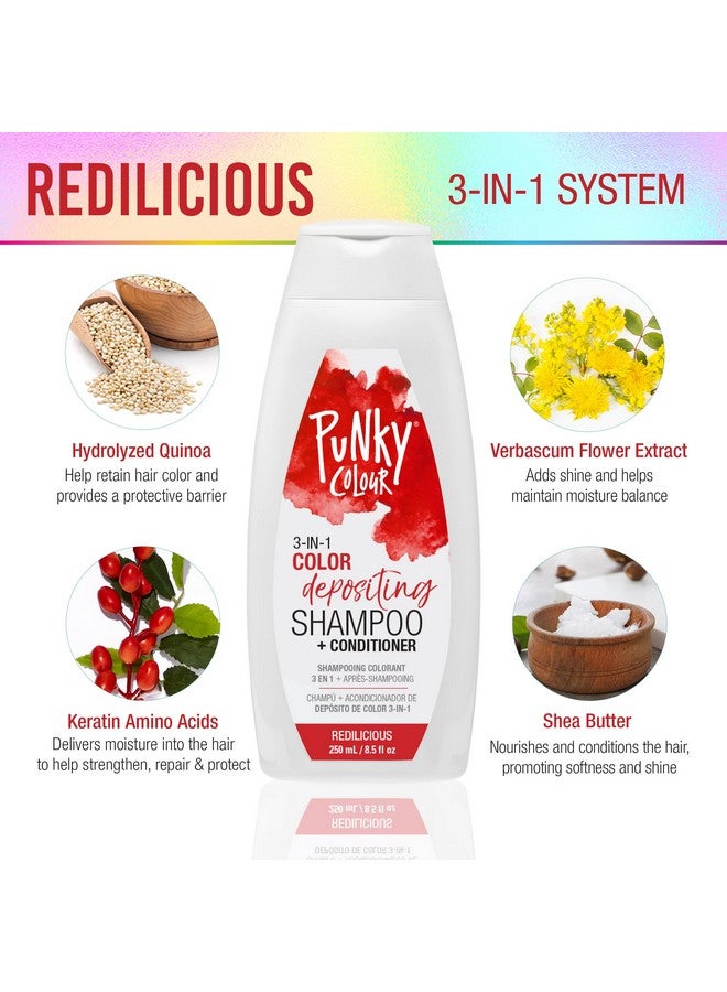 Punky Colour 3-in-1 Color Depositing Hair Cleanser & Conditioner, 8.5 fl oz. (Redilicious) - Image 3