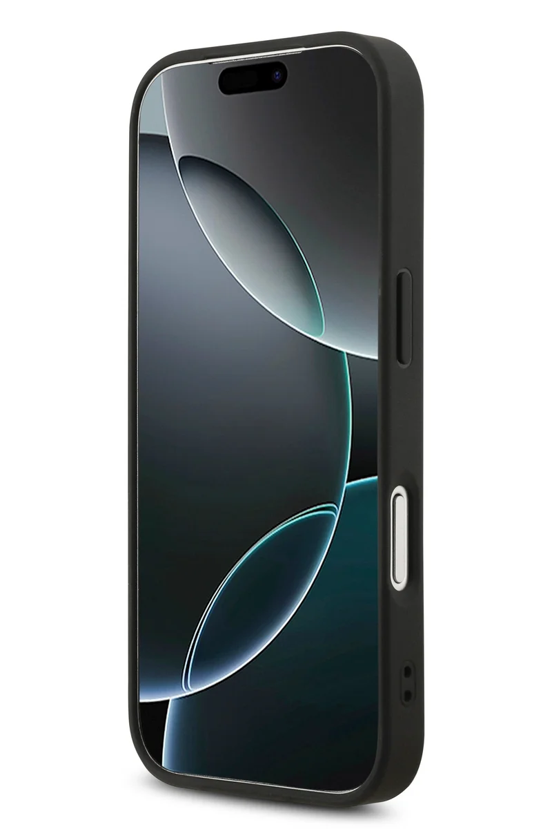 جس جراب iPhone 17 Pro PU لامع مع شعار 4G معدني كبير / تصميم نحيف للغاية / خفيف الوزن / سهل التركيب - أسود