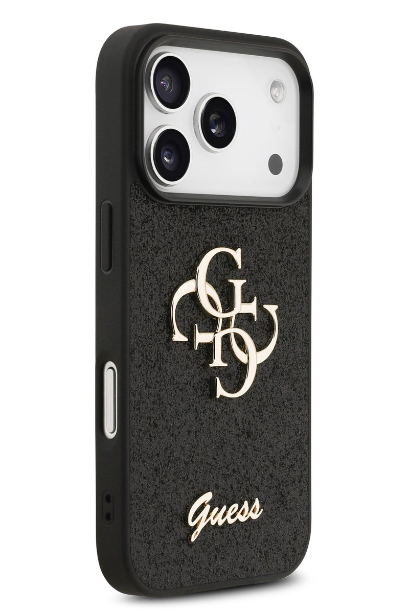 GUESS iPhone 17 Pro PU Glitter Case With Big 4G Metal Logo  / Ultra Slim / lightweight design / Easy Installation - Black - Image 4