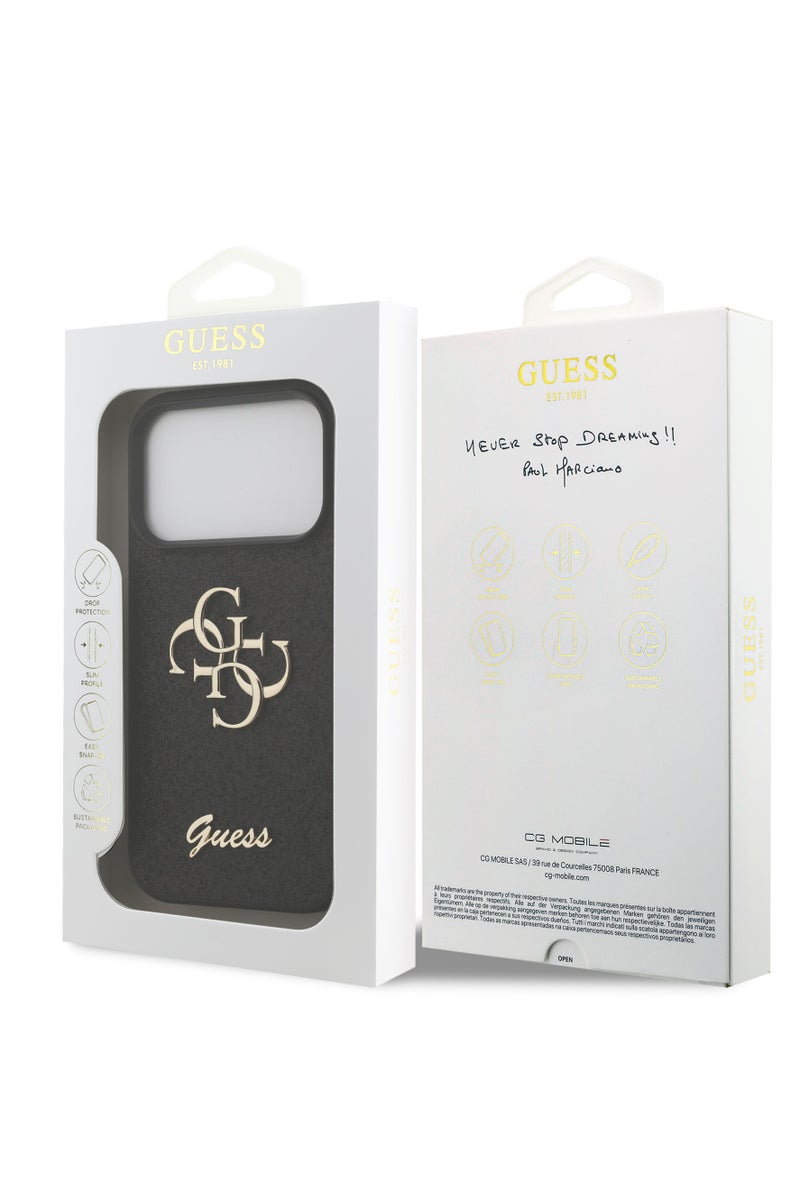 iPhone 17 Pro PU Glitter Case With Big 4G Metal Logo / Ultra Slim / lightweight design / Easy Installation - Black image 9
