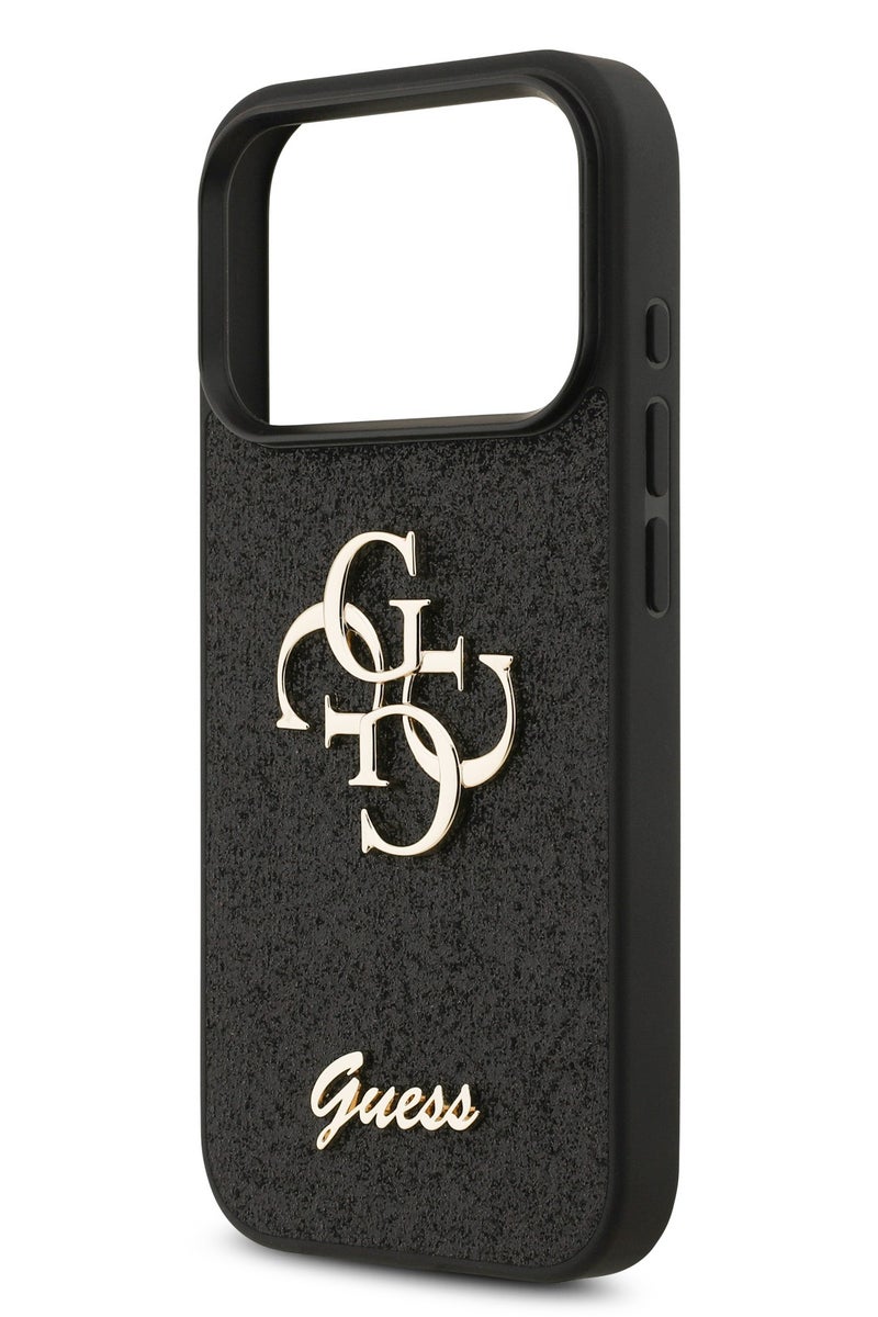iPhone 17 Pro PU Glitter Case With Big 4G Metal Logo / Ultra Slim / lightweight design / Easy Installation - Black image 7