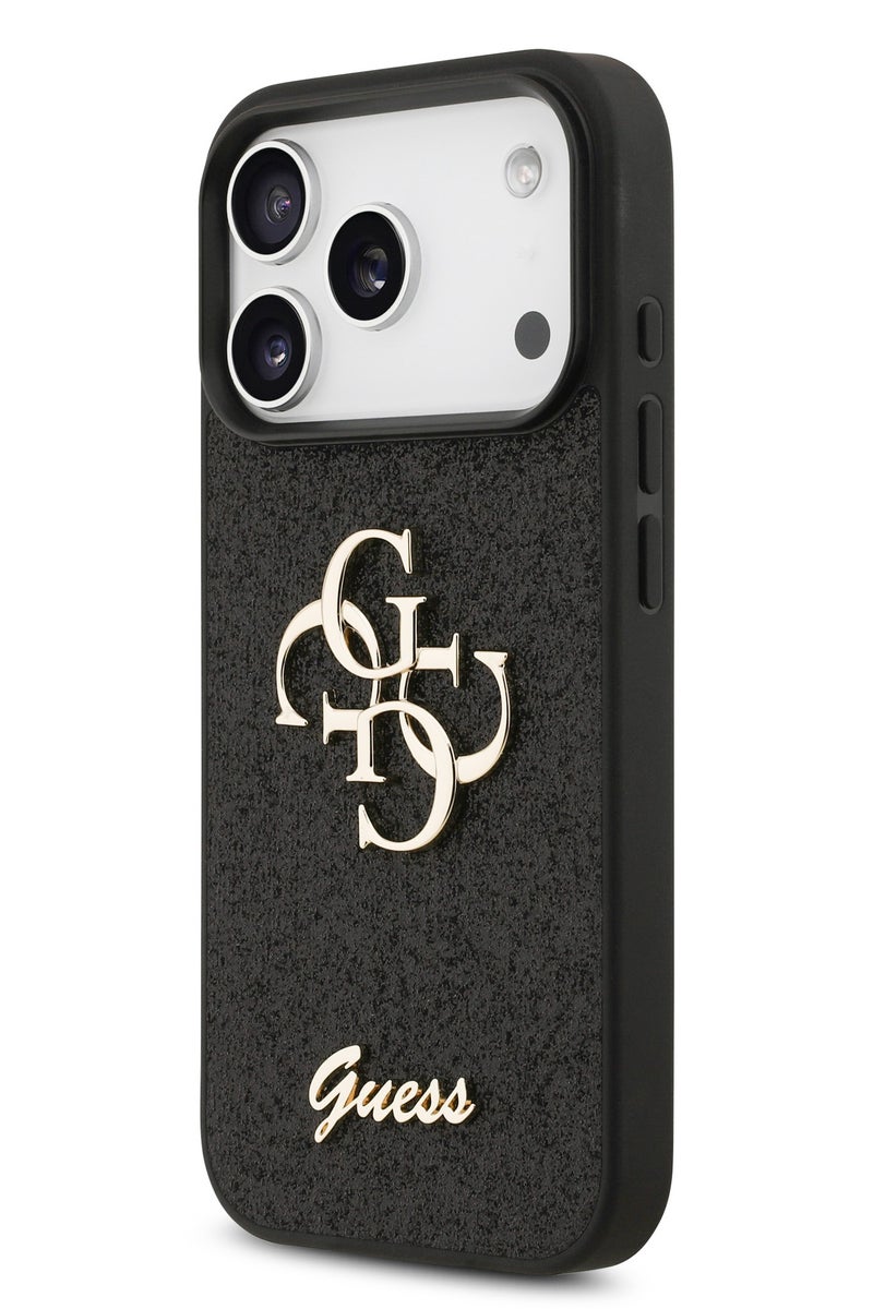 GUESS iPhone 17 Pro PU Glitter Case With Big 4G Metal Logo  / Ultra Slim / lightweight design / Easy Installation - Black - Image 3