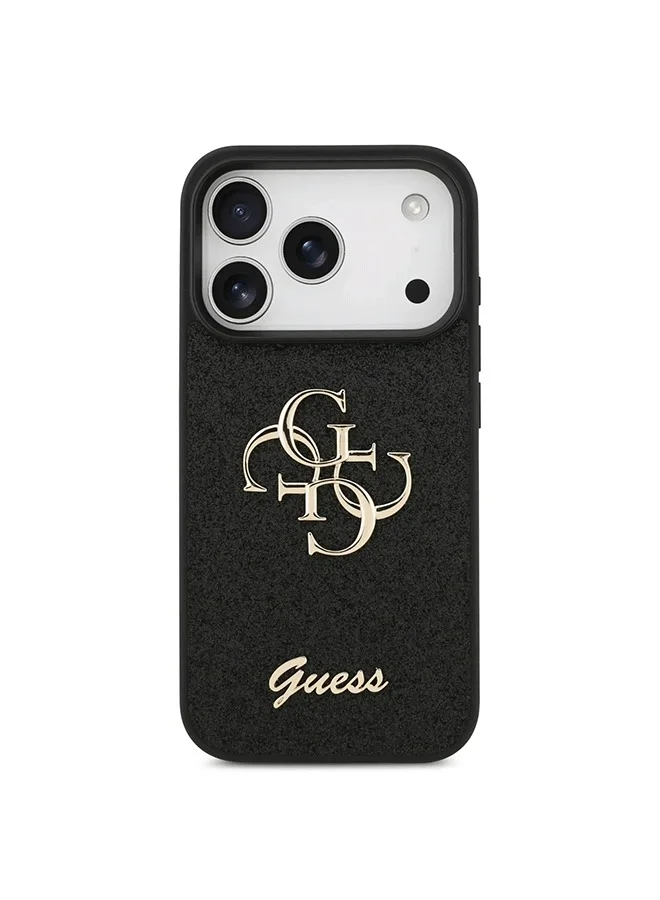 GUESS iPhone 17 Pro PU Glitter Case With Big 4G Metal Logo  / Ultra Slim / lightweight design / Easy Installation - Black