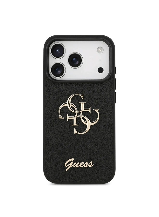 GUESS iPhone 17 Pro PU Glitter Case With Big 4G Metal Logo  / Ultra Slim / lightweight design / Easy Installation - Black - Image 1