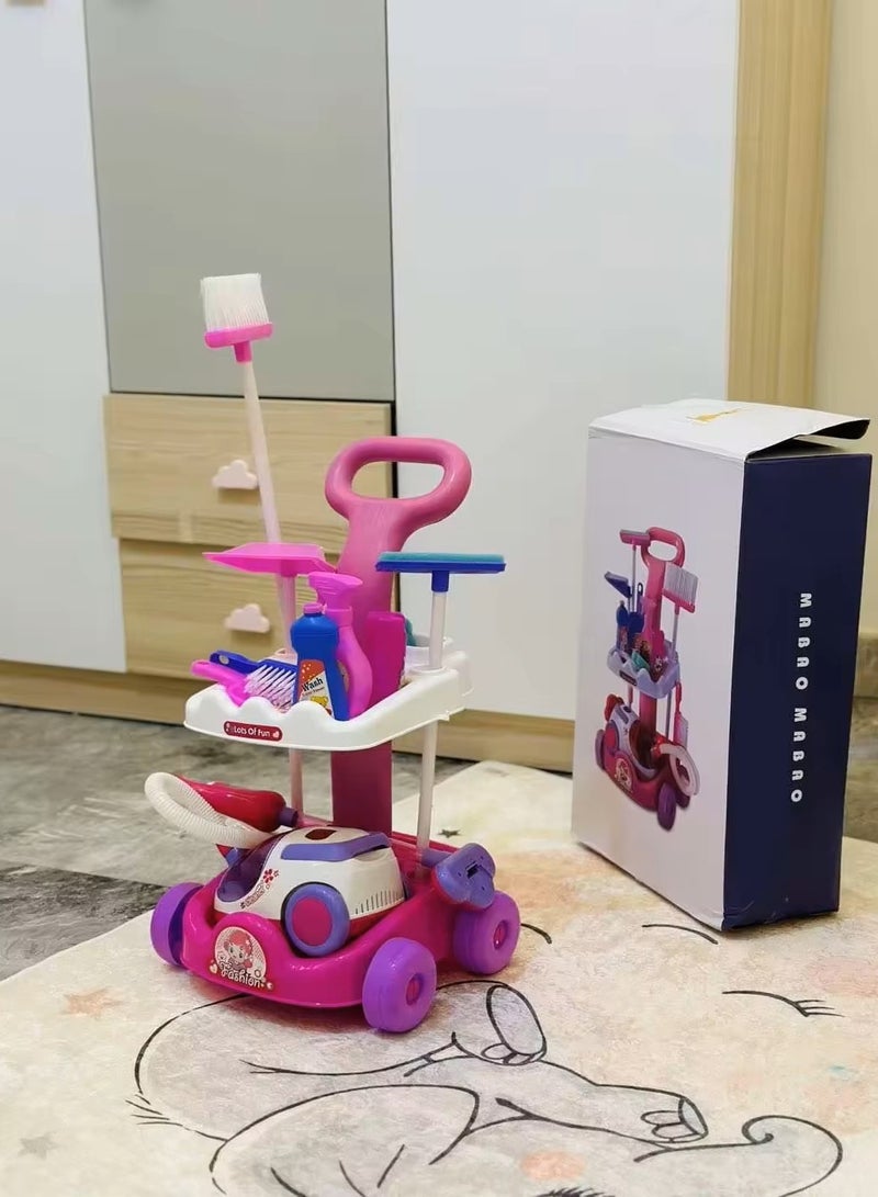 Popular Funny Plastic Pretend Housekeeping Car Toy Trolley Kits Cleaning Toy, Kid Toys Cleaning Set  - Image 2