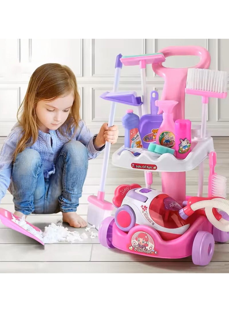 Popular Funny Plastic Pretend Housekeeping Car Toy Trolley Kits Cleaning Toy, Kid Toys Cleaning Set  - Image 3