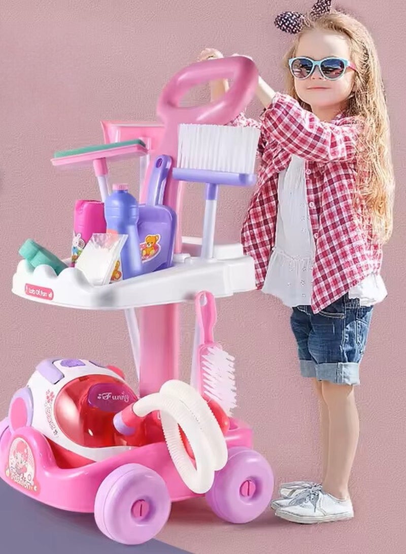 Popular Funny Plastic Pretend Housekeeping Car Toy Trolley Kits Cleaning Toy, Kid Toys Cleaning Set  - Image 4