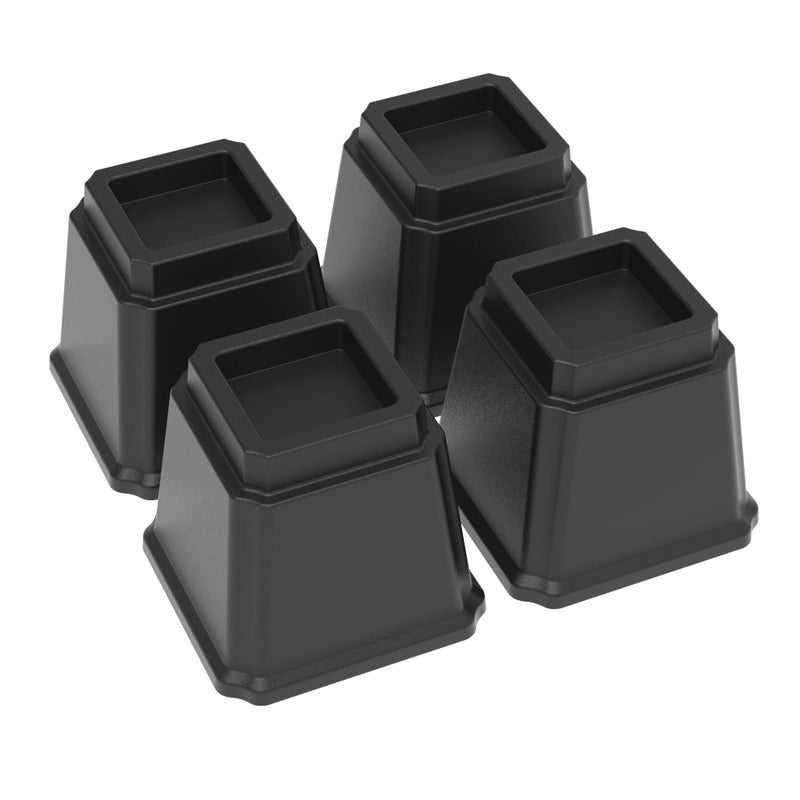 Napnapday Bed Risers 5 Inch Heavy Duty 4 Pack Bed Furniture Elevators 1500 lbs Lifts Up Riser for Sofa and Table Black