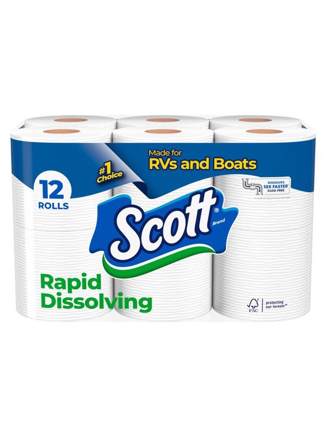 Scott Rapid-Dissolving Toilet Paper, 12 Double Rolls, Septic-Safe, Toilet Paper - Image 1
