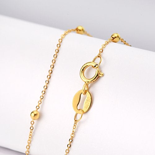 SISGEM 14K Gold Small Bracelets for Women, Dainty Tiny Bead Ball Thin Chain Bracelet Jewelry (Yellow Gold, 14k) - Image 5