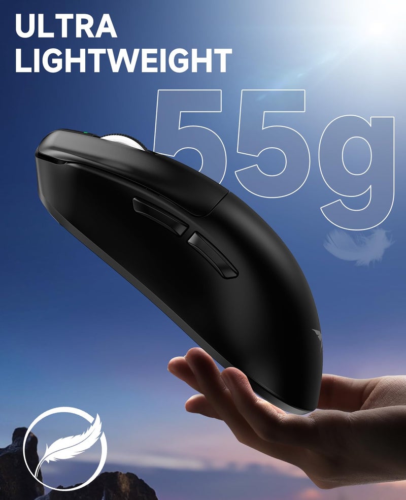 VGN Dragonfly F1 MOBA Wireless Gaming Mouse, 55g Ultralight, PAW3395 26K DPI Optical Sensor, Optimized Tactile Click Feel, Anti-Slip Silver Coating Grip, 4000Hz Polling Supported, Esports Mouse, Black - Image 2
