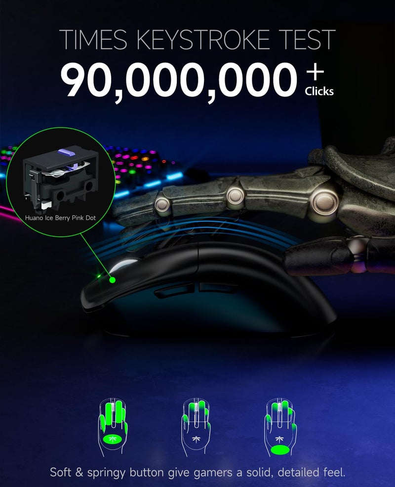 VGN Dragonfly F1 MOBA Wireless Gaming Mouse, 55g Ultralight, PAW3395 26K DPI Optical Sensor, Optimized Tactile Click Feel, Anti-Slip Silver Coating Grip, 4000Hz Polling Supported, Esports Mouse, Black - Image 5