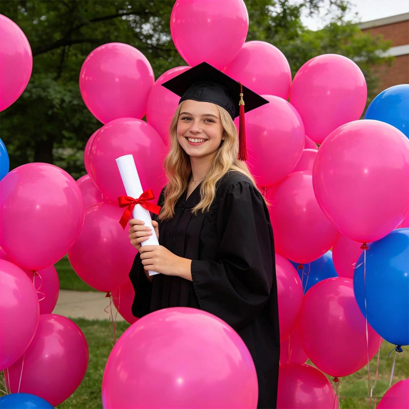 KUULBELA 110pcs Hot Pink Balloon 12 inch, Hot Pink Latex Balloons for Birthday Party Baby Shower Wedding(with 2 Ribbons). - Image 5