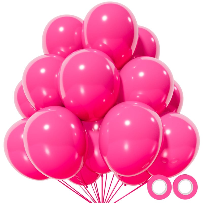 KUULBELA 110pcs Hot Pink Balloon 12 inch, Hot Pink Latex Balloons for Birthday Party Baby Shower Wedding(with 2 Ribbons). - Image 1