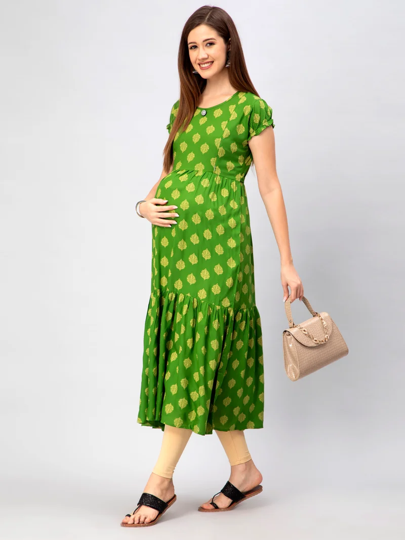 CEE 18 Women's Cotton A-line Maternity Feeding Kurti with Zippers
