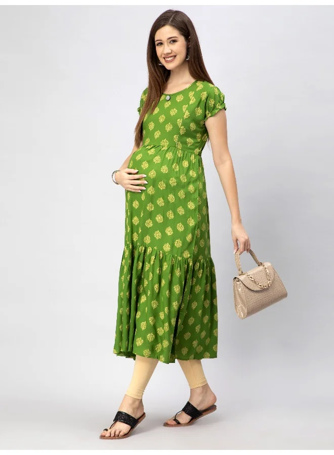 CEE 18 Women's Cotton A-line Maternity Feeding Kurti with Zippers