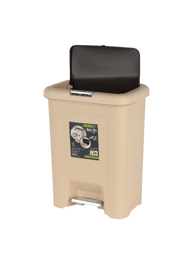 Royalford 18L Dustbin- RF12247| Pedal Bin for Waste Disposal, Trash Can for Home, Office, Bathroom, School, Restaurant| Premium Quality Plastic Bin and Hands Free Opening| Brown - Image 1