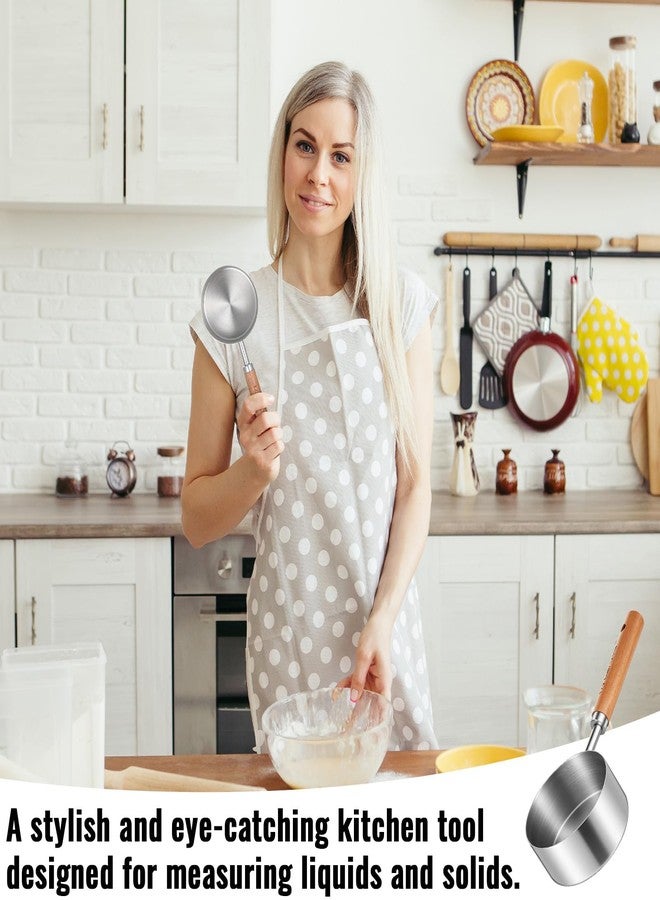 Exircy 1/2 Cup Dog Food Scoop Measuring Cup with Wooden Handle, 125 Ml 304 Stainless Steel Pet Food Scoop Measuring Cups Cat Foods Measurings Cups - Image 5
