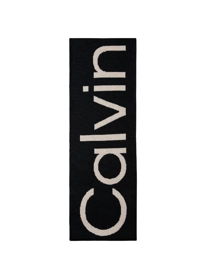 CALVIN KLEIN Logo  Bold 2-Tone Wool Scarf