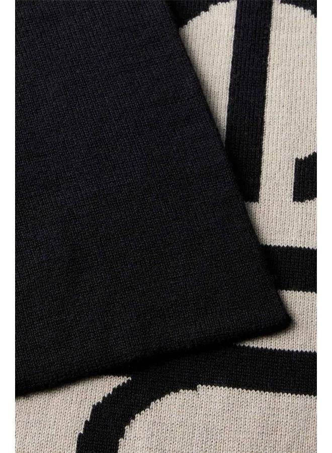 CALVIN KLEIN Logo  Bold 2-Tone Wool Scarf