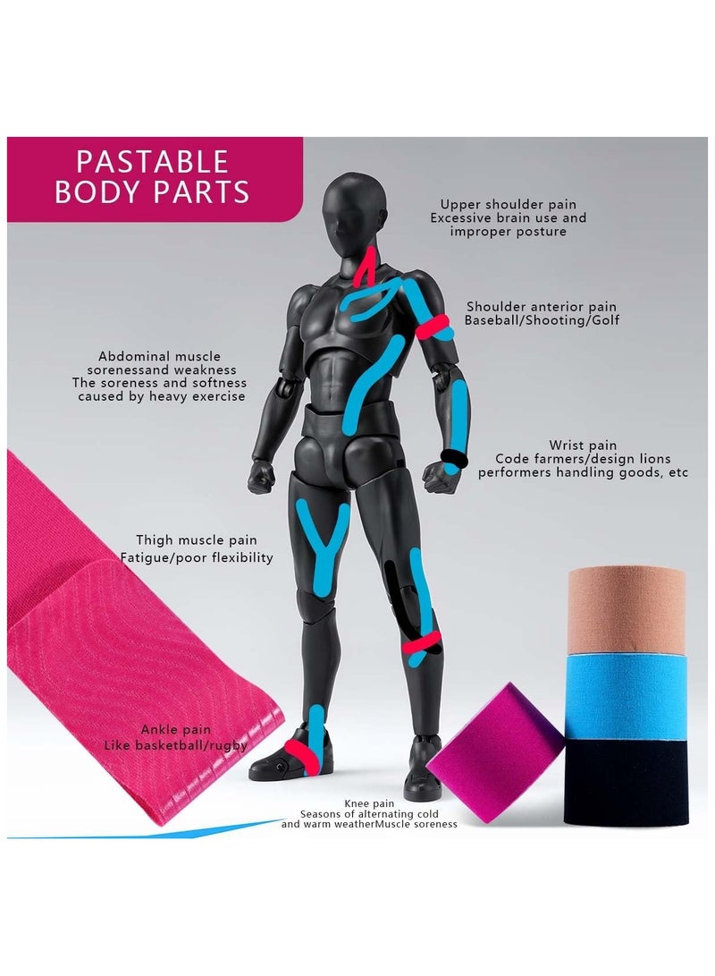YelaJoy Waterproof Kinesiology Tape 4 Rolls Precut Strips Elastic Athletic Tape Muscle Pain Relief Sports Tape for Knee Fitness Running Tennis Swimming (Mixed Color)  - Image 5