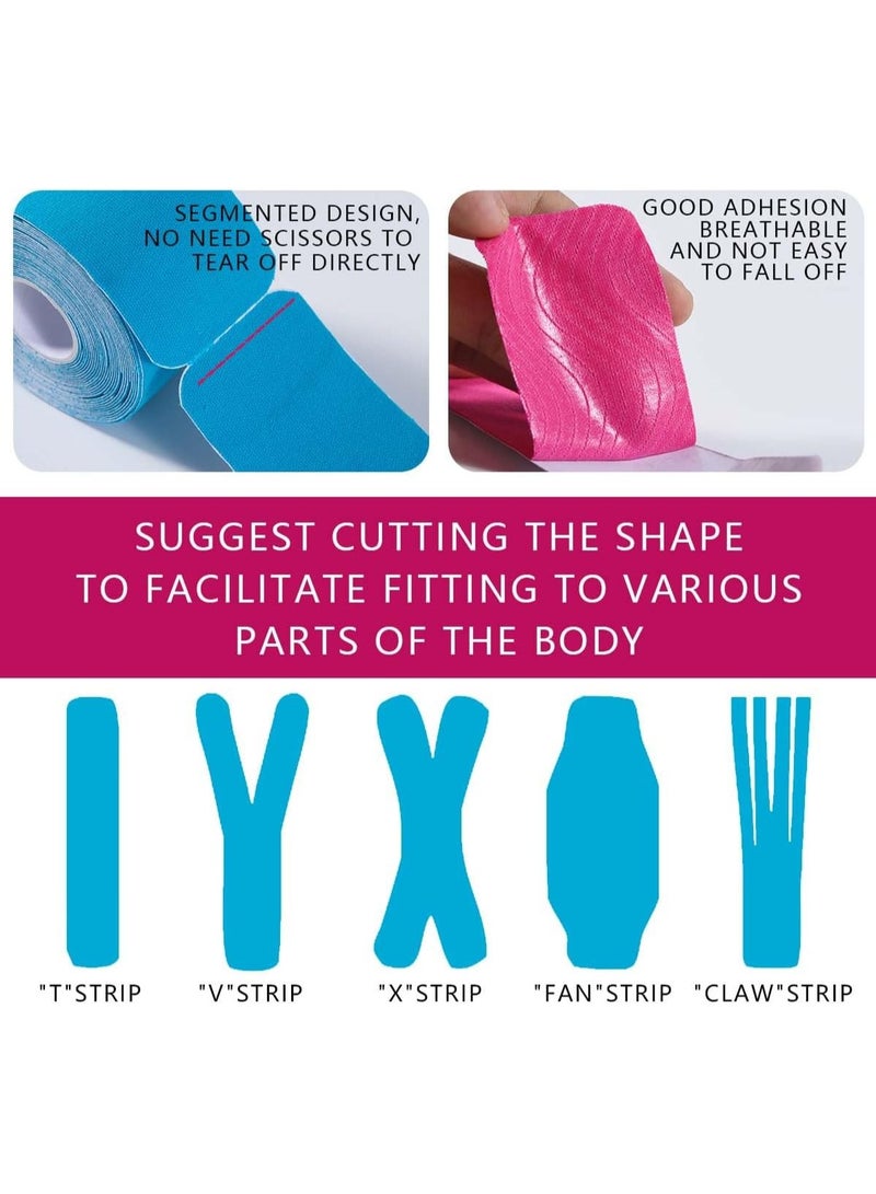 YelaJoy Waterproof Kinesiology Tape 4 Rolls Precut Strips Elastic Athletic Tape Muscle Pain Relief Sports Tape for Knee Fitness Running Tennis Swimming (Mixed Color)  - Image 4