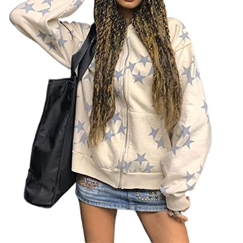 Sumleno Fairy Grunge Clothes Alt Emo Clothing Y2k Zip Up Hoodie Oversized Hooded Sweatshirt Harajuku Aesthetic Jacket (XL,B) - Image 1