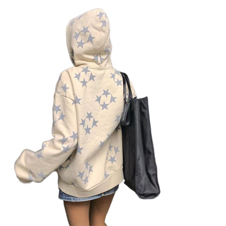 Sumleno Fairy Grunge Clothes Alt Emo Clothing Y2k Zip Up Hoodie Oversized Hooded Sweatshirt Harajuku Aesthetic Jacket (XL,B) - Image 3