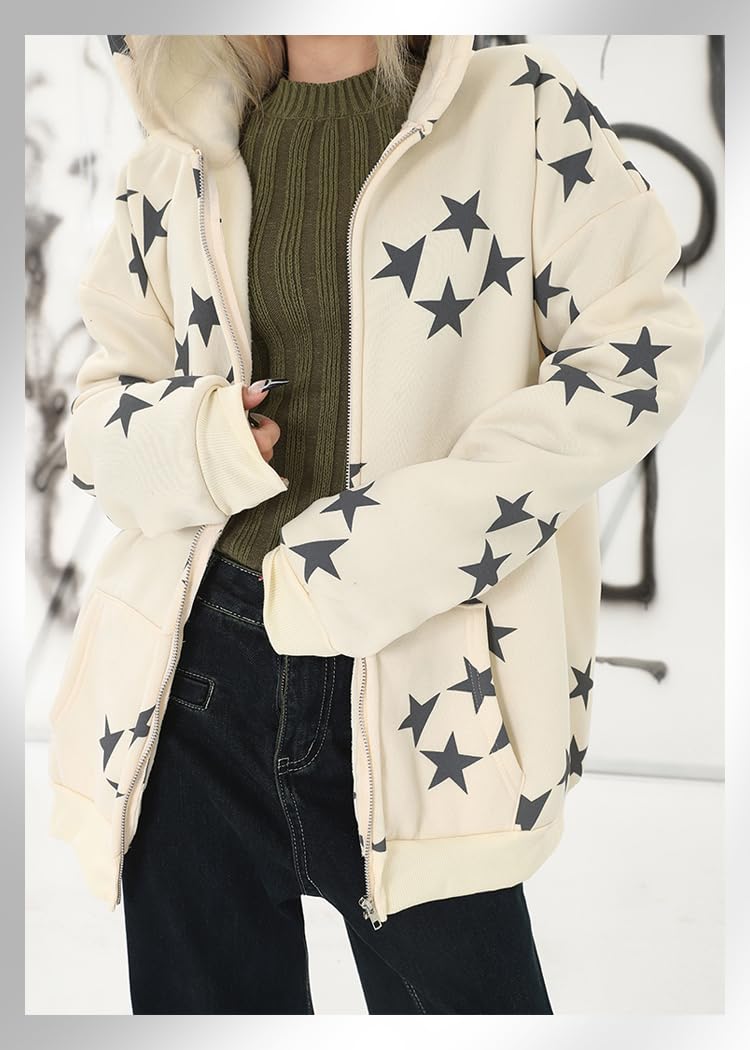 Sumleno Fairy Grunge Clothes Alt Emo Clothing Y2k Zip Up Hoodie Oversized Hooded Sweatshirt Harajuku Aesthetic Jacket (XL,B) - Image 5
