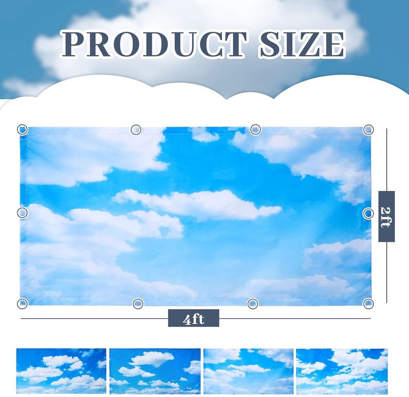 Hortsun 4 Pcs 4 x 2 Feet Fluorescent Light Covers for Ceiling Lights Classroom Office Magnetic Light Filters Light Diffusers for Reducing Harsh Glare Flicker Home Decorations Blue Sky Cloud - Image 2