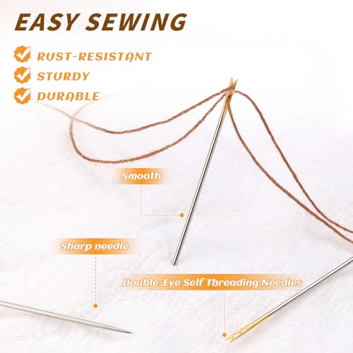 GarfxG 15 Pieces Self Threading Needles Easy Threading Steel Needles for Hand Sewing Needles with A Metal Tube for Storing Stainless Steel Handmade Sewing Embroidery Needle Accessories - Image 3