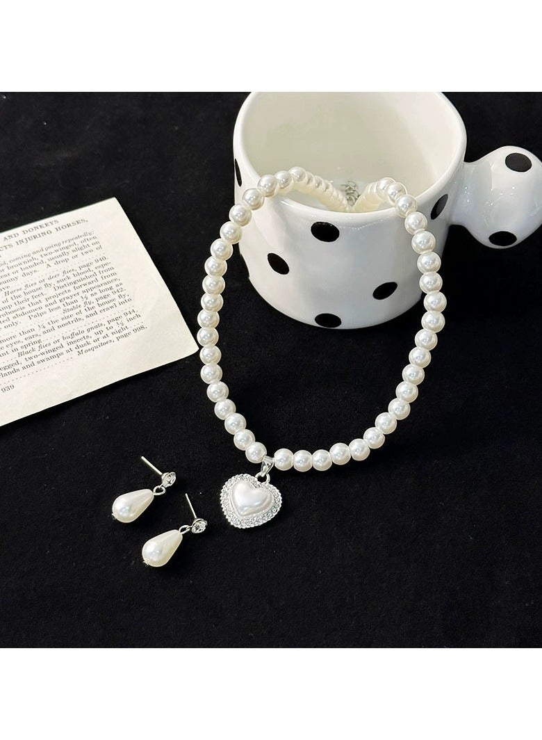 Goolsky Trendy Pearl Heart Pendant Necklace – Y2K Statement Choker for Women, Sweet & Cool Aesthetic, Layered Street Style Jewelry - Image 1