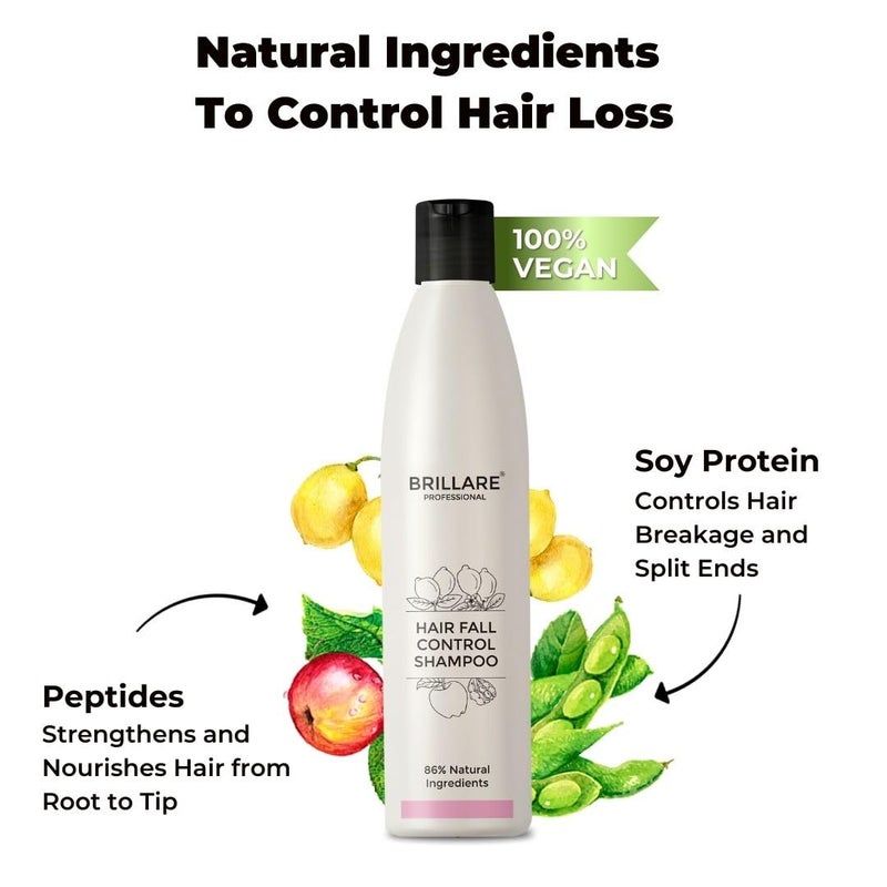 Brillare Professional Hair Fall Control Shampoo Natural Anti Hair Fall Hair Growth Shampoo with Soyabean Vital Plant Extracts for Better Hair Holding 300 ml - Image 5