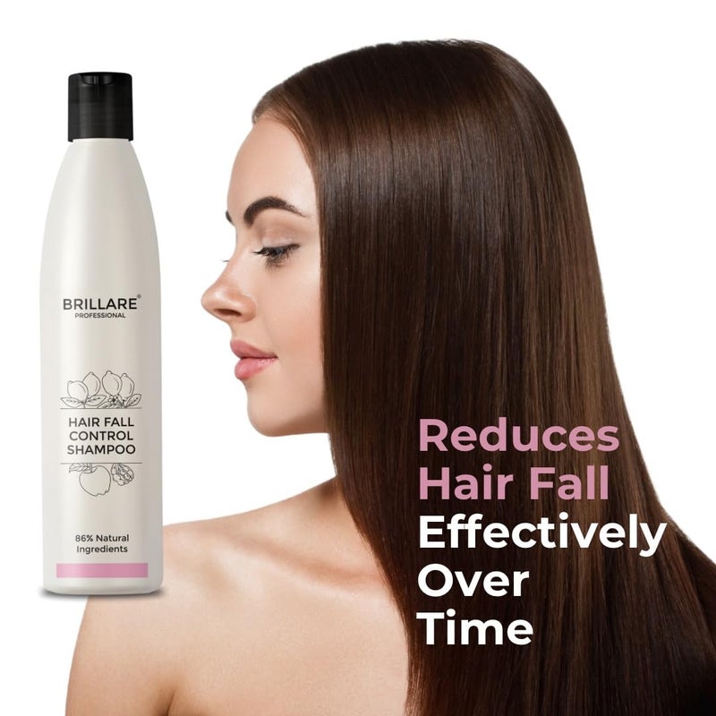 Brillare Professional Hair Fall Control Shampoo Natural Anti Hair Fall Hair Growth Shampoo with Soyabean Vital Plant Extracts for Better Hair Holding 300 ml - Image 2