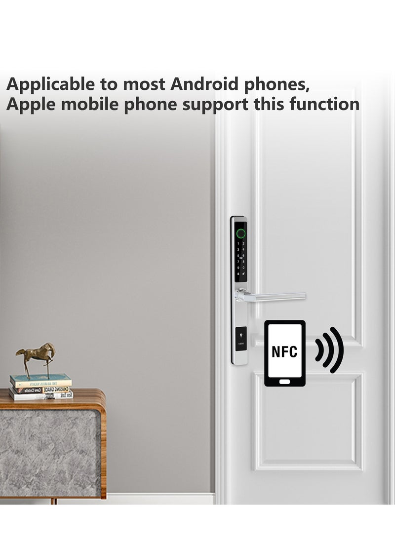Sharpdo Smart Door Lock, 6-in-1 Keyless Entry Door Lock, Fingerprint Lock with Saudi Standard Mortise 3085, Door Lock with TT App, Temporary Password, Biometric Lock Deadbolt, Silver  - Image 4