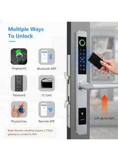 Sharpdo Smart Door Lock, 6-in-1 Keyless Entry Door Lock, Fingerprint Lock with Saudi Standard Mortise 3085, Door Lock with TT App, Temporary Password, Biometric Lock Deadbolt, Silver  - Image 5