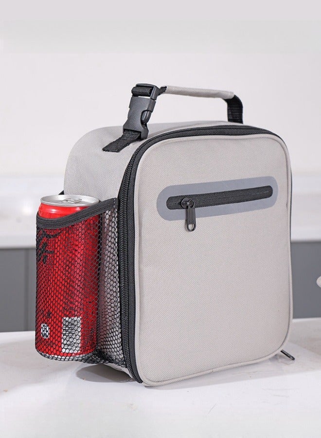 Browning Ice Pack Aluminum Film Thick Insulation Bag Large Capacity Waterproof Lunch Bag with Rice Portable Insulation Lunch Box Bag - Grey  - Image 1
