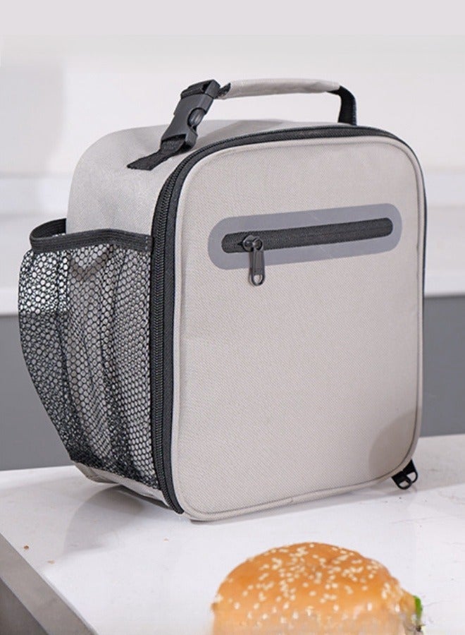 Browning Ice Pack Aluminum Film Thick Insulation Bag Large Capacity Waterproof Lunch Bag with Rice Portable Insulation Lunch Box Bag - Grey  - Image 2