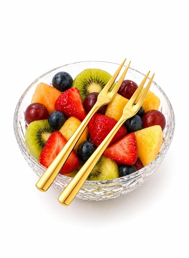 VishList 6 Pieces Stainless Steel Fruit Forks for Home & Kitchen, Fruit Picks, Kids, Snacks, Fruits and Dessert, Mini Salad, Small Fruit & Cocktail Forks (Pack of 6, Gold) - Image 2